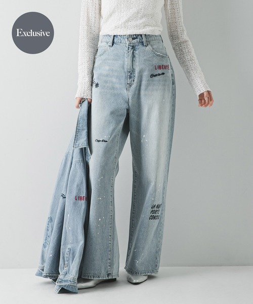 PICCADILLY(ピカデリー)の「『別注』PICCADILLY×URBAN RESEARCH 刺繍デニムパンツ(デニムパンツ・レディース・ライトグレー/ライトインディゴブルー・40/38/36)」の1枚目の写真