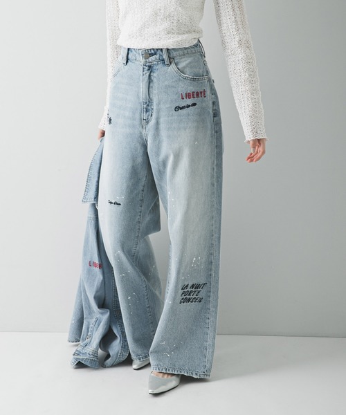 PICCADILLY(ピカデリー)の「『別注』PICCADILLY×URBAN RESEARCH 刺繍デニムパンツ(デニムパンツ・レディース・ライトグレー/ライトインディゴブルー・40/38/36)」の6枚目の写真