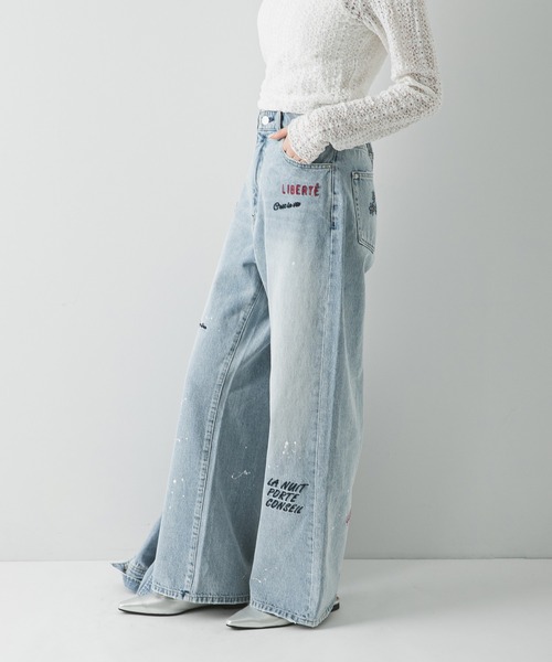 PICCADILLY(ピカデリー)の「『別注』PICCADILLY×URBAN RESEARCH 刺繍デニムパンツ(デニムパンツ・レディース・ライトグレー/ライトインディゴブルー・40/38/36)」の7枚目の写真