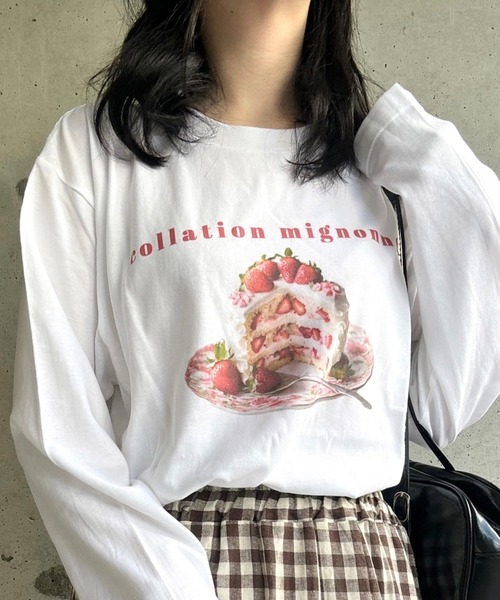 etta(エタ)の「スイーツプリントロンT/長袖Tシャツ(Tシャツ/カットソー・レディース・ホワイト・MEDIUM/LARGE)」の1枚目の写真
