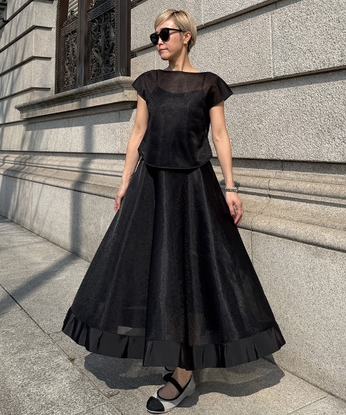 JENNE（ジェンヌ）の「シアー立体スカート（日本生地）（スカート・レディース・ブラック/サックスブルー/ピンク・SMALL/MEDIUM/LARGE/X-LARGE）」の4枚目の写真