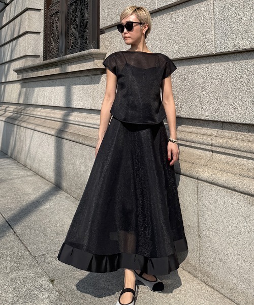 JENNE（ジェンヌ）の「シアー立体スカート（日本生地）（スカート・レディース・ブラック/サックスブルー/ピンク・SMALL/MEDIUM/LARGE/X-LARGE）」の5枚目の写真