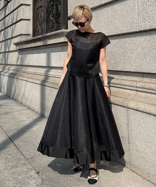 JENNE（ジェンヌ）の「シアー立体スカート（日本生地）（スカート・レディース・ブラック/サックスブルー/ピンク・SMALL/MEDIUM/LARGE/X-LARGE）」の9枚目の写真
