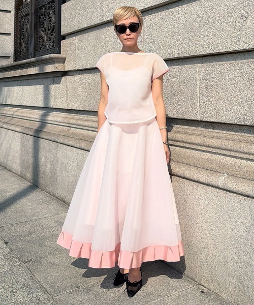JENNE（ジェンヌ）の「シアー立体スカート（日本生地）（スカート・レディース・ブラック/サックスブルー/ピンク・SMALL/MEDIUM/LARGE/X-LARGE）」の14枚目の写真