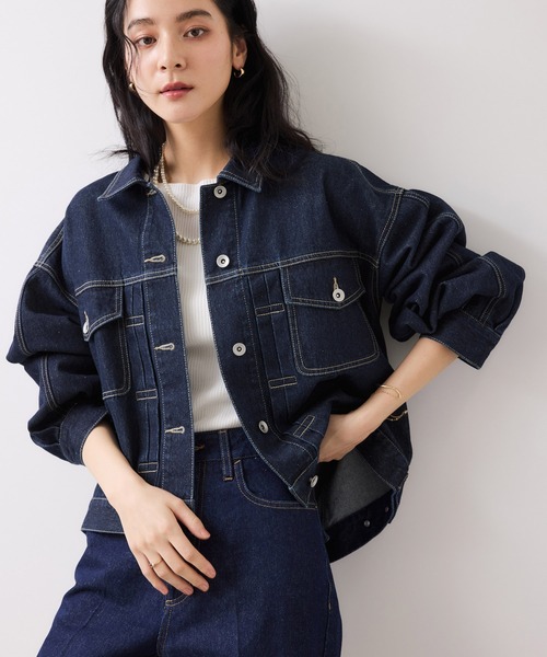 VIS（ビス）の「ボリュームスリーブデニムジャケット（デニムジャケット・レディース・ネイビー/サックスブルー・FREE）」の2枚目の写真