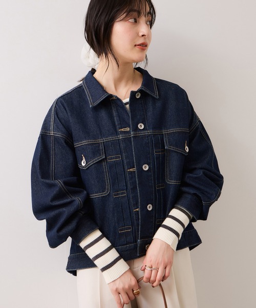 VIS（ビス）の「ボリュームスリーブデニムジャケット（デニムジャケット・レディース・ネイビー/サックスブルー・FREE）」の22枚目の写真