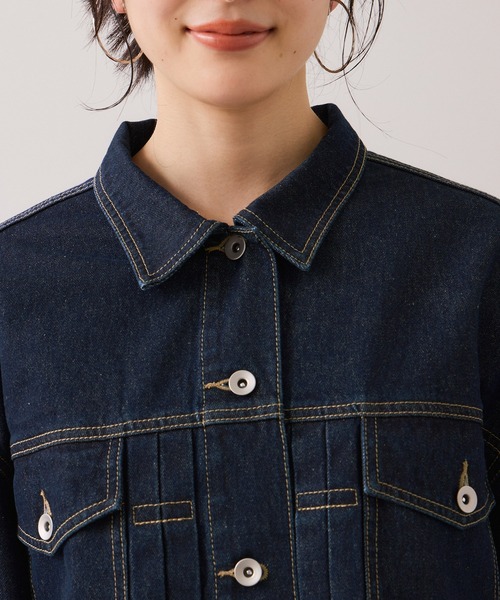 VIS（ビス）の「ボリュームスリーブデニムジャケット（デニムジャケット・レディース・ネイビー/サックスブルー・FREE）」の14枚目の写真