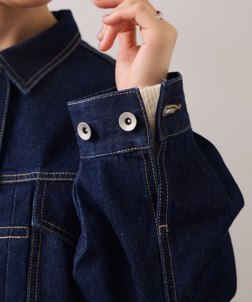 VIS（ビス）の「ボリュームスリーブデニムジャケット（デニムジャケット・レディース・ネイビー/サックスブルー・FREE）」の9枚目の写真