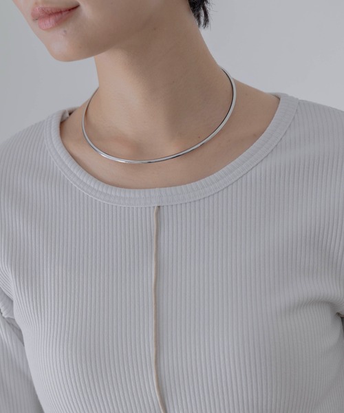 Eimee Law（エイミーロウ）の「ヘムレースセンタースリットリブトップス（Tシャツ/カットソー・レディース・ライトグレー/ブラック/オフホワイト・FREE）」の6枚目の写真