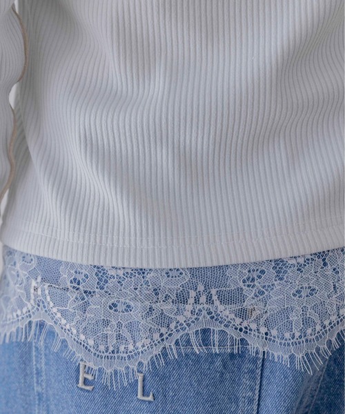 Eimee Law（エイミーロウ）の「ヘムレースセンタースリットリブトップス（Tシャツ/カットソー・レディース・ライトグレー/ブラック/オフホワイト・FREE）」の9枚目の写真