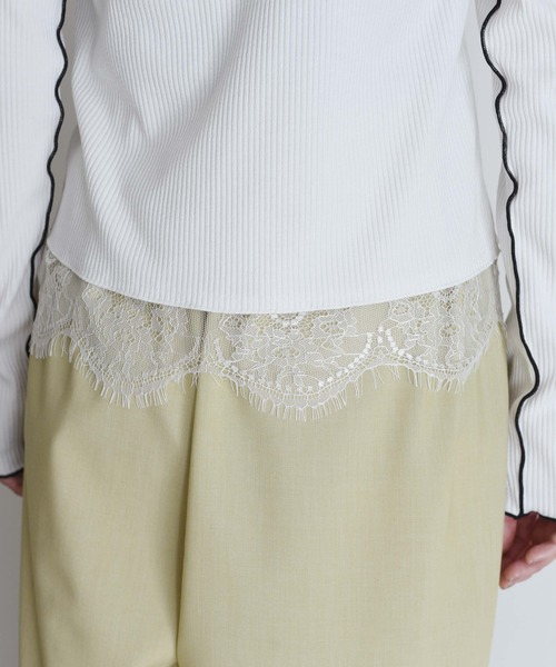 Eimee Law（エイミーロウ）の「ヘムレースセンタースリットリブトップス（Tシャツ/カットソー・レディース・ライトグレー/ブラック/オフホワイト・FREE）」の14枚目の写真