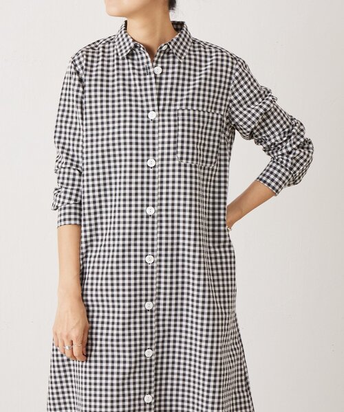 BEARDSLEY（ビアズリー）の「ギンガムシャツワンピ（ワンピース・レディース・ブラック・FREE）」の3枚目の写真