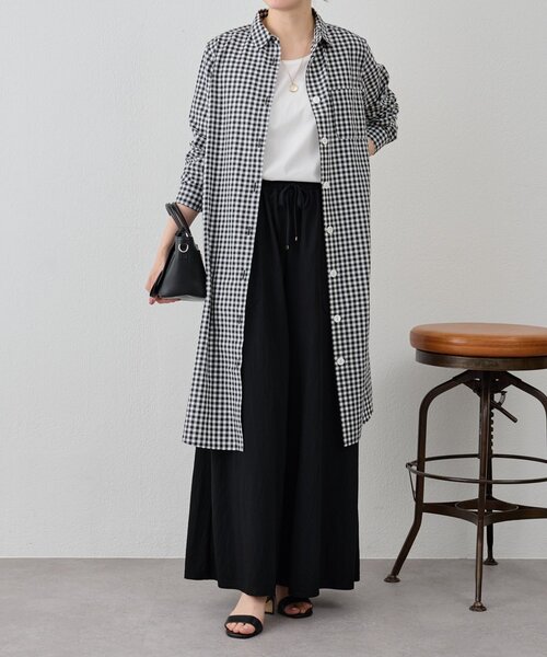 BEARDSLEY（ビアズリー）の「ギンガムシャツワンピ（ワンピース・レディース・ブラック・FREE）」の6枚目の写真