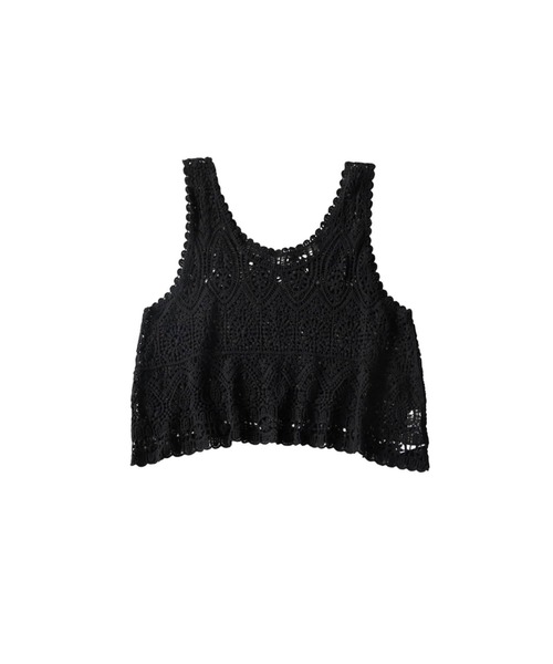 antiqua(アンティカ)の「透かし編み クロシェ ニットベスト(ベスト・レディース・ナチュラル/ブラック・ONESIZE)」の12枚目の写真