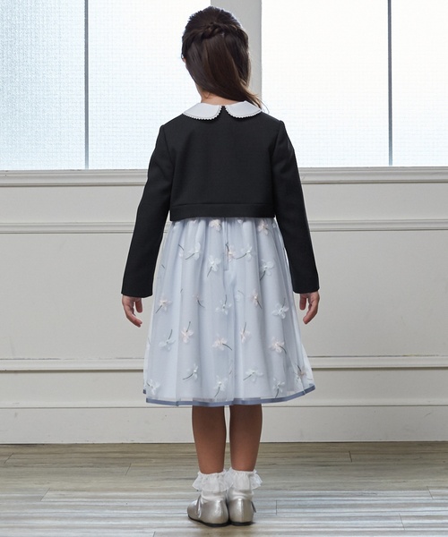 petit main（プティマイン）の「【フォーマル】フラワー刺しゅうOP+衿つきJKセット（スーツセット・キッズ・サックスブルー・110cm/130cm/120cm）」の3枚目の写真