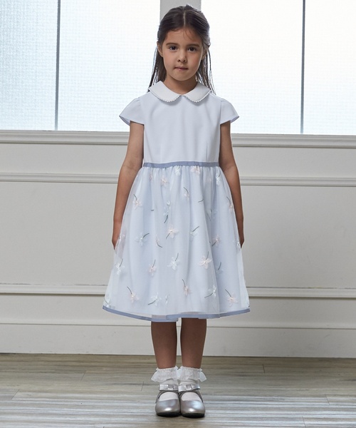 petit main（プティマイン）の「【フォーマル】フラワー刺しゅうOP+衿つきJKセット（スーツセット・キッズ・サックスブルー・110cm/130cm/120cm）」の5枚目の写真