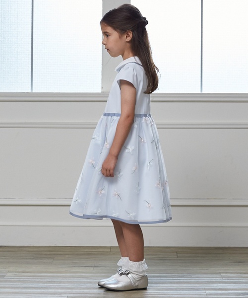 petit main（プティマイン）の「【フォーマル】フラワー刺しゅうOP+衿つきJKセット（スーツセット・キッズ・サックスブルー・110cm/130cm/120cm）」の6枚目の写真