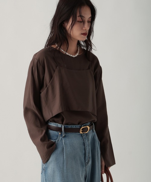 Elura(エルーラ)の「2Pセットブラウス/643322(シャツ/ブラウス・レディース・ホワイト/ブラウン/ライトグリーン・FREE)」の3枚目の写真