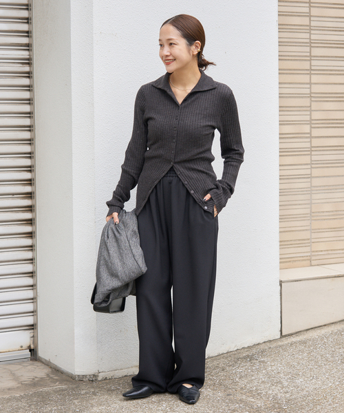 JOURNAL STANDARD（ジャーナルスタンダード）の「《追加》ライクストレッチワイドパンツ（その他パンツ・レディース・ブラック/アイボリー/ブラウン・36/38/40）」の4枚目の写真