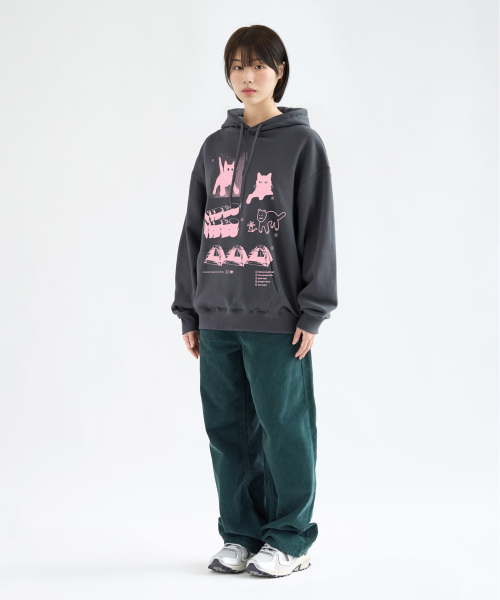 Video Jockey（ビデオジョッキー）の「着るだけでヒップスター フードパーカー [チャコール/ピンク]（パーカー・レディース・その他・S/M/L/XL）」の3枚目の写真