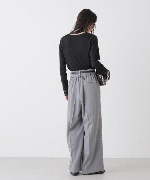 NANO universe（ナノユニバース）の「ハイウエストツータックワイドパンツ（スラックス・レディース・ライトベージュ/ブラック/グレー・FREE）」の9枚目の写真