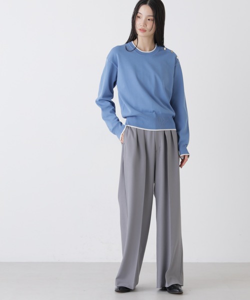 NANO universe（ナノユニバース）の「ハイウエストツータックワイドパンツ（スラックス・レディース・ライトベージュ/ブラック/グレー・FREE）」の11枚目の写真