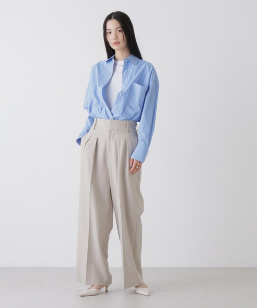 NANO universe（ナノユニバース）の「ハイウエストツータックワイドパンツ（スラックス・レディース・ライトベージュ/ブラック/グレー・FREE）」の13枚目の写真