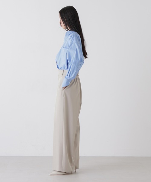 NANO universe（ナノユニバース）の「ハイウエストツータックワイドパンツ（スラックス・レディース・ライトベージュ/ブラック/グレー・FREE）」の17枚目の写真