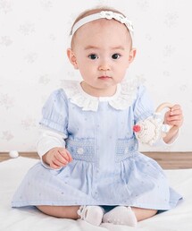SLAP SLIP BABY | 花ドットデニムラメドット柄ストライプスモッキング刺しゅうワンピース+ブルマセットアップベビー(70~80cm)(その他ベビーウェア)