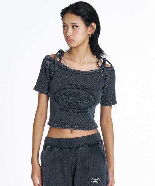 DC（ディーシー）の「DC/ディーシー 半袖 Tシャツ ショート丈 LST262308（Tシャツ/カットソー・レディース・ブラック/ホワイト/スミクロ・M/S）」の9枚目の写真