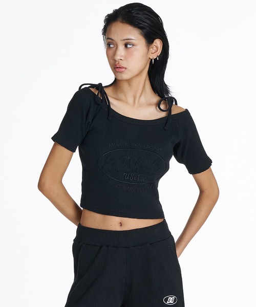 DC（ディーシー）の「DC/ディーシー 半袖 Tシャツ ショート丈 LST262308（Tシャツ/カットソー・レディース・ブラック/ホワイト/スミクロ・M/S）」の7枚目の写真