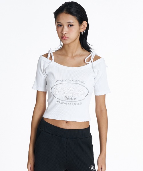 DC（ディーシー）の「DC/ディーシー 半袖 Tシャツ ショート丈 LST262308（Tシャツ/カットソー・レディース・ブラック/ホワイト/スミクロ・M/S）」の5枚目の写真