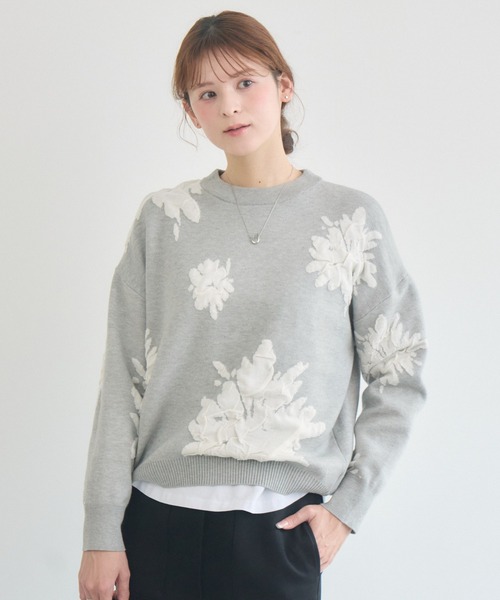 KATHARINE ROSS(キャサリンロス)の「【PILLINI/ピリーニ】フラワージャガードプルオーバー(ニット/セーター・レディース・グレー/アイボリー・FREE)」の11枚目の写真