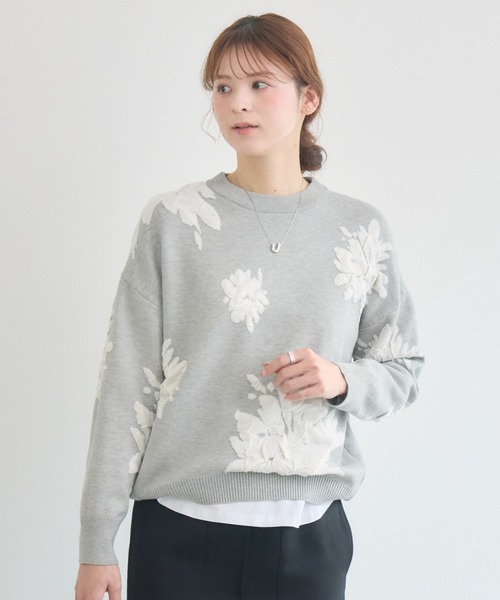 KATHARINE ROSS(キャサリンロス)の「【PILLINI/ピリーニ】フラワージャガードプルオーバー(ニット/セーター・レディース・グレー/アイボリー・FREE)」の12枚目の写真
