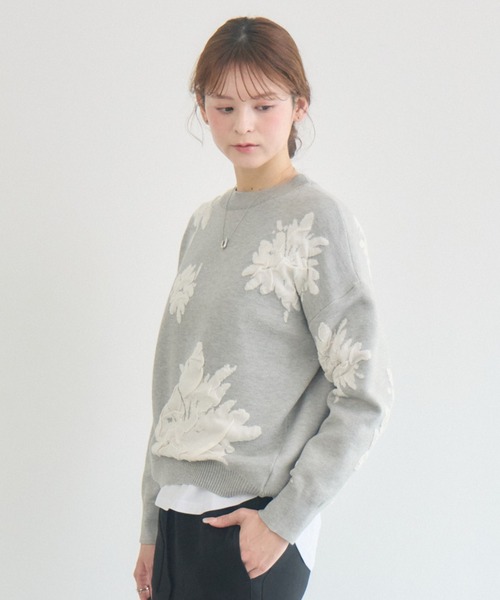 KATHARINE ROSS(キャサリンロス)の「【PILLINI/ピリーニ】フラワージャガードプルオーバー(ニット/セーター・レディース・グレー/アイボリー・FREE)」の13枚目の写真