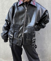 REZEN（リゼン）の「菊刺繍合皮ブルゾン（ブルゾン）」