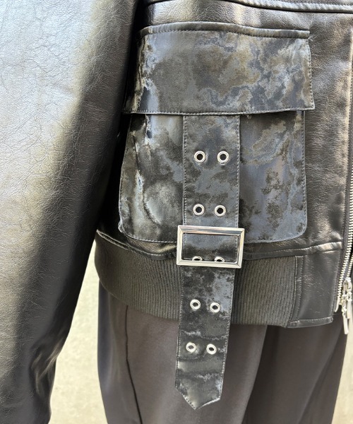 REZEN(リゼン)の「菊刺繍合皮ブルゾン(ブルゾン・メンズ・ローズ/ライトグレー・LARGE/MEDIUM)」の5枚目の写真