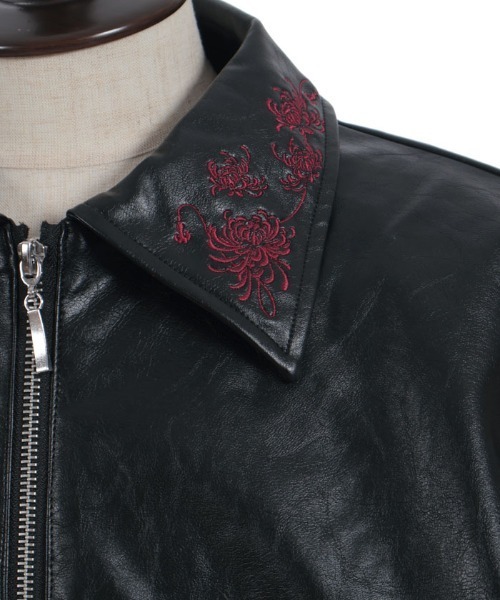 REZEN(リゼン)の「菊刺繍合皮ブルゾン(ブルゾン・メンズ・ローズ/ライトグレー・LARGE/MEDIUM)」の14枚目の写真