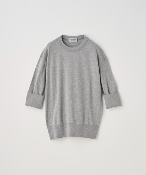 JOHN SMEDLEY（ジョンスメドレー）の「ターンバック５分袖コットンニットプルオーバー（ニット/セーター・レディース・グレー・S/M）」の6枚目の写真
