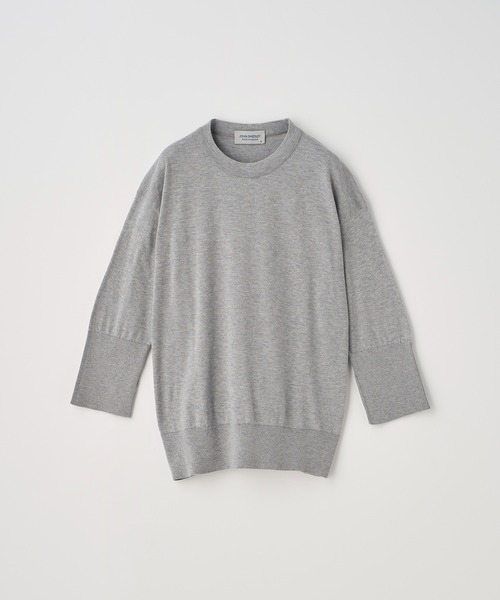 JOHN SMEDLEY（ジョンスメドレー）の「ターンバック５分袖コットンニットプルオーバー（ニット/セーター・レディース・グレー・S/M）」の7枚目の写真