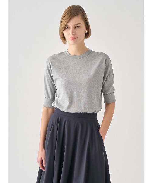 JOHN SMEDLEY（ジョンスメドレー）の「ターンバック５分袖コットンニットプルオーバー（ニット/セーター・レディース・グレー・S/M）」の8枚目の写真