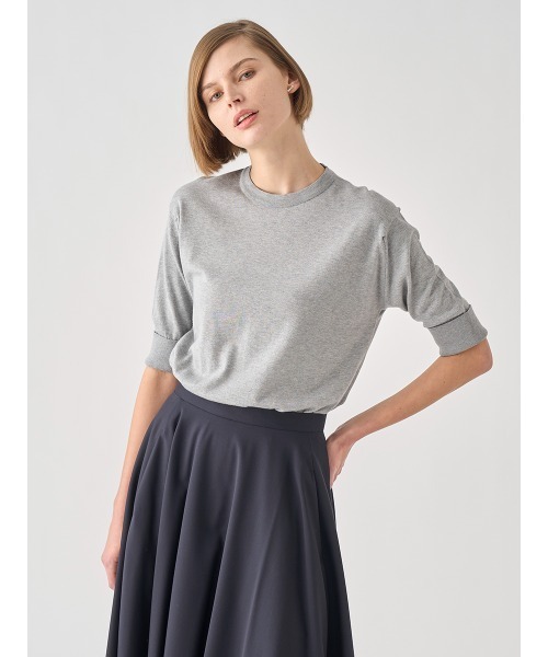 JOHN SMEDLEY（ジョンスメドレー）の「ターンバック５分袖コットンニットプルオーバー（ニット/セーター・レディース・グレー・S/M）」の10枚目の写真