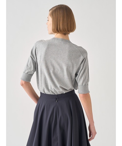 JOHN SMEDLEY（ジョンスメドレー）の「ターンバック５分袖コットンニットプルオーバー（ニット/セーター・レディース・グレー・S/M）」の4枚目の写真