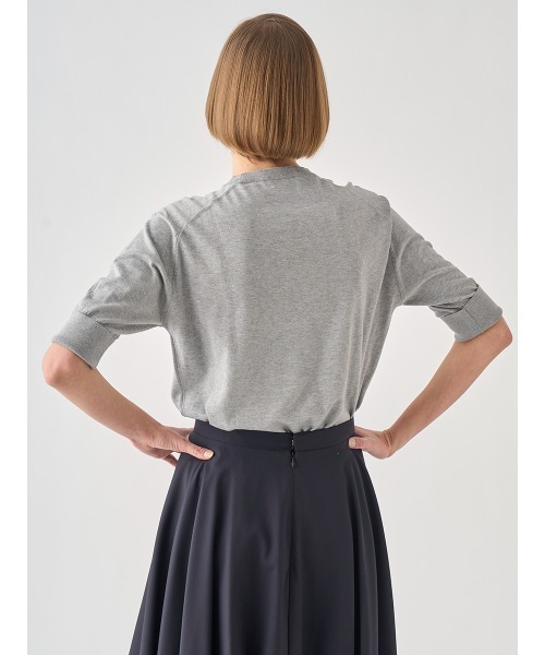 JOHN SMEDLEY（ジョンスメドレー）の「ターンバック５分袖コットンニットプルオーバー（ニット/セーター・レディース・グレー・S/M）」の5枚目の写真