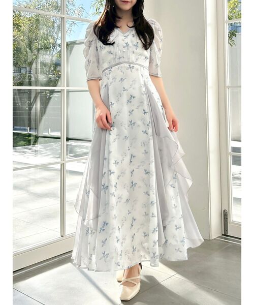 dazzlin（ダズリン）の「マチラッフルフラワープリントワンピース（ワンピース・レディース・ブルー/オフホワイト/ピンク・MEDIUM/SMALL）」の3枚目の写真