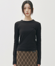 DIAGONAL LONG SLEEVE TOP_BLACK