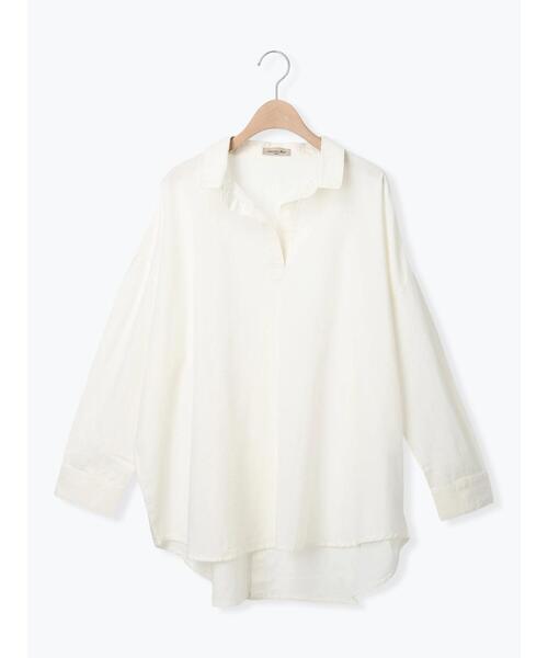 Samansa Mos2（サマンサ モスモス）の「後ろボタンスキッパーチュニック（シャツ/ブラウス・レディース・チャコールグレー/ブルー/ピンク/オフホワイト・F）」の2枚目の写真