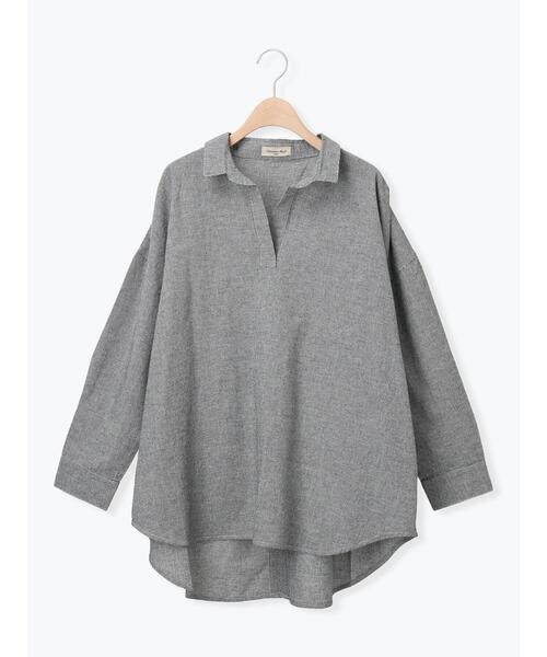 Samansa Mos2（サマンサ モスモス）の「後ろボタンスキッパーチュニック（シャツ/ブラウス・レディース・チャコールグレー/ブルー/ピンク/オフホワイト・F）」の14枚目の写真