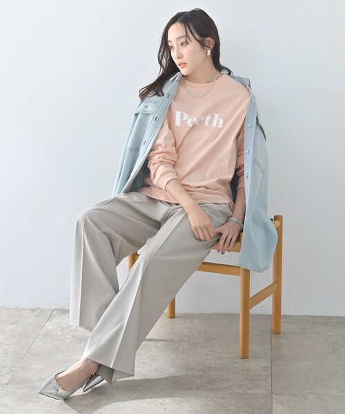 Healthy denim(ヘルシーデニム)の「【Healthy DENIM】PerthロングTシャツ(Tシャツ/カットソー・レディース・ホワイト/ベビーピンク/ブラック・02)」の15枚目の写真