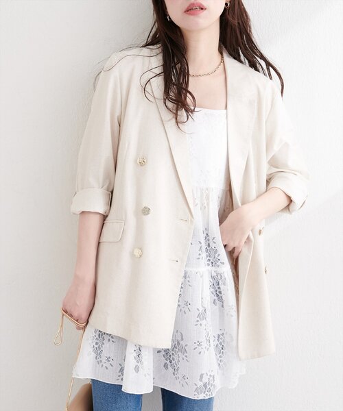 natural couture（ナチュラルクチュール）の「フラワーレースキャミチュニック（シャツ/ブラウス・レディース・ブラック/オフホワイト・FREE）」の3枚目の写真